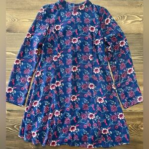Floral Long Sleeve Dress in Blue and Pink